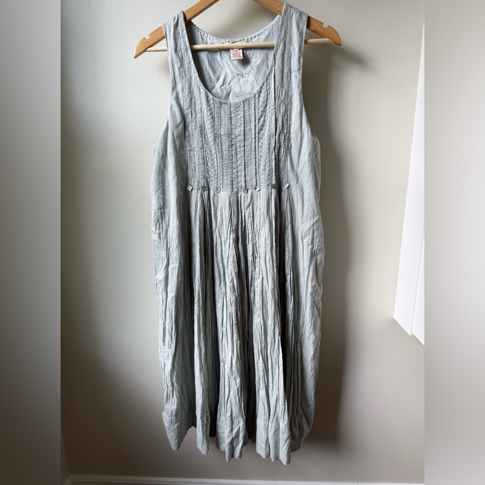 SUNDANCE Embroidered Embellished Mia Dress Crinkle Cotton Cottagecore Feminine M